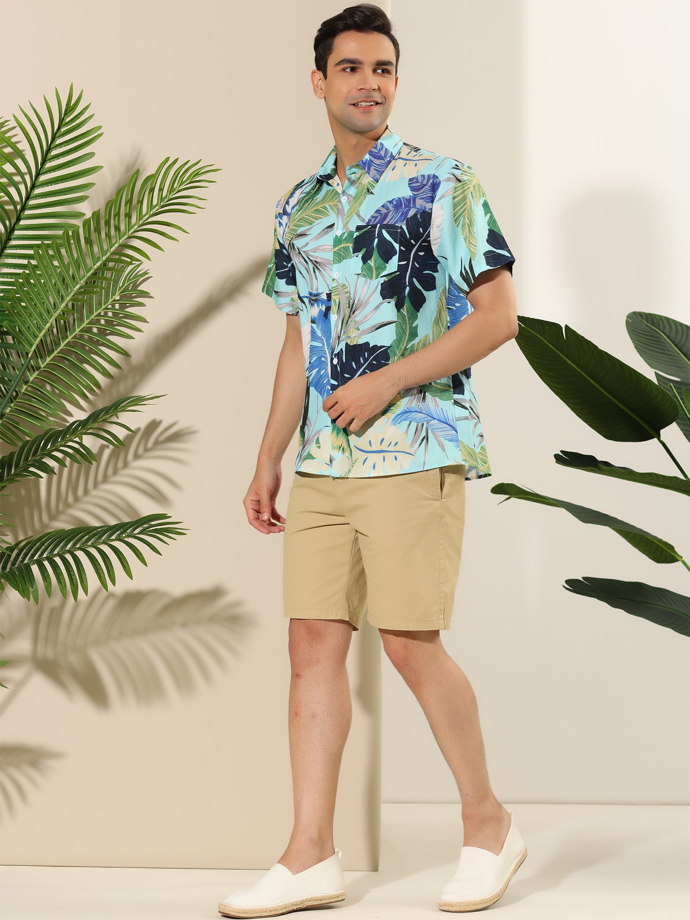 Bublédon Summer Hawaiian Printed Short Sleeve Beach Shirts
