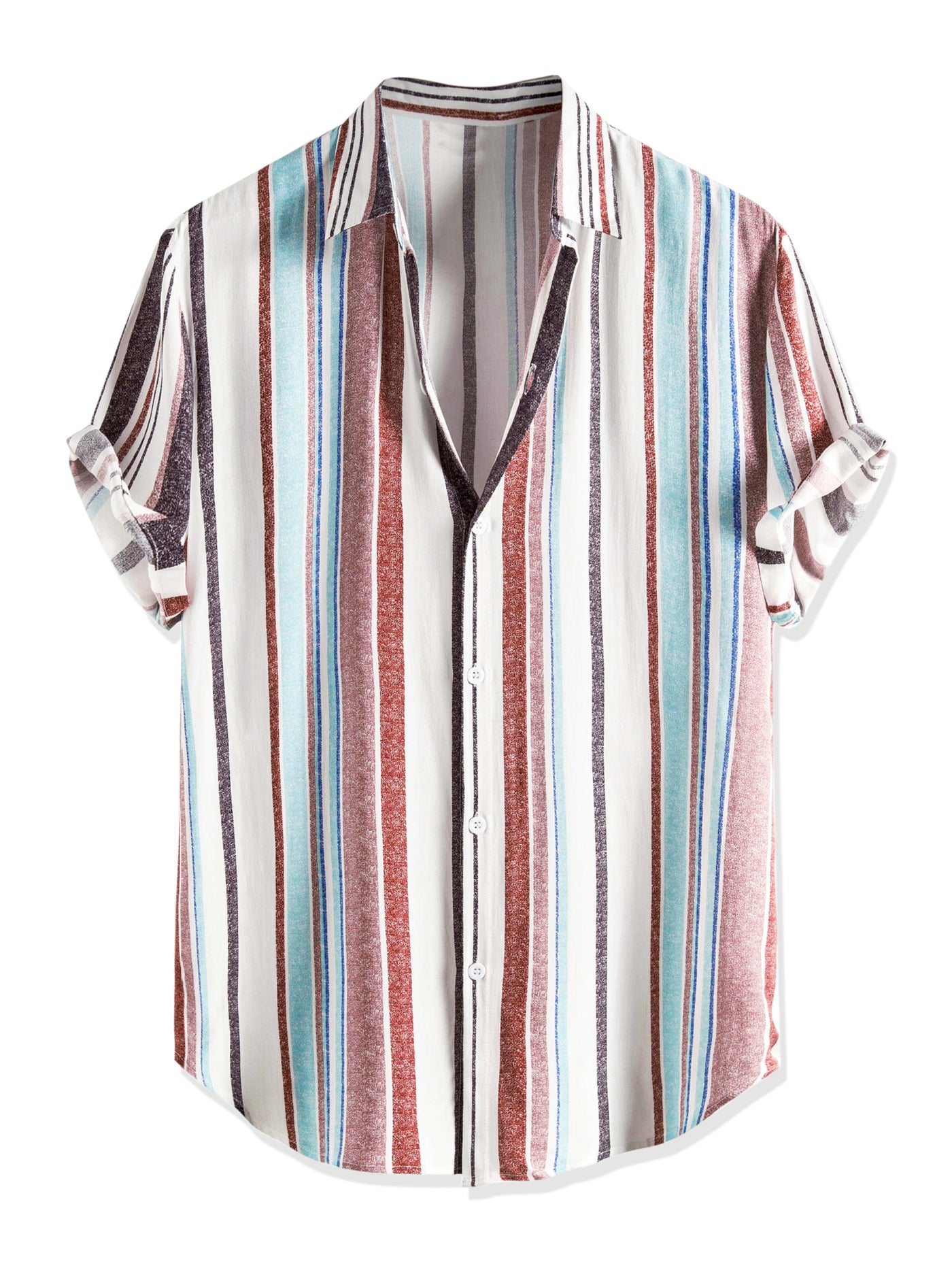 Bublédon Irregular Stripe Short Sleeve Summer Beach Shirts