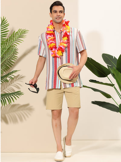 Irregular Stripe Short Sleeve Summer Beach Shirts