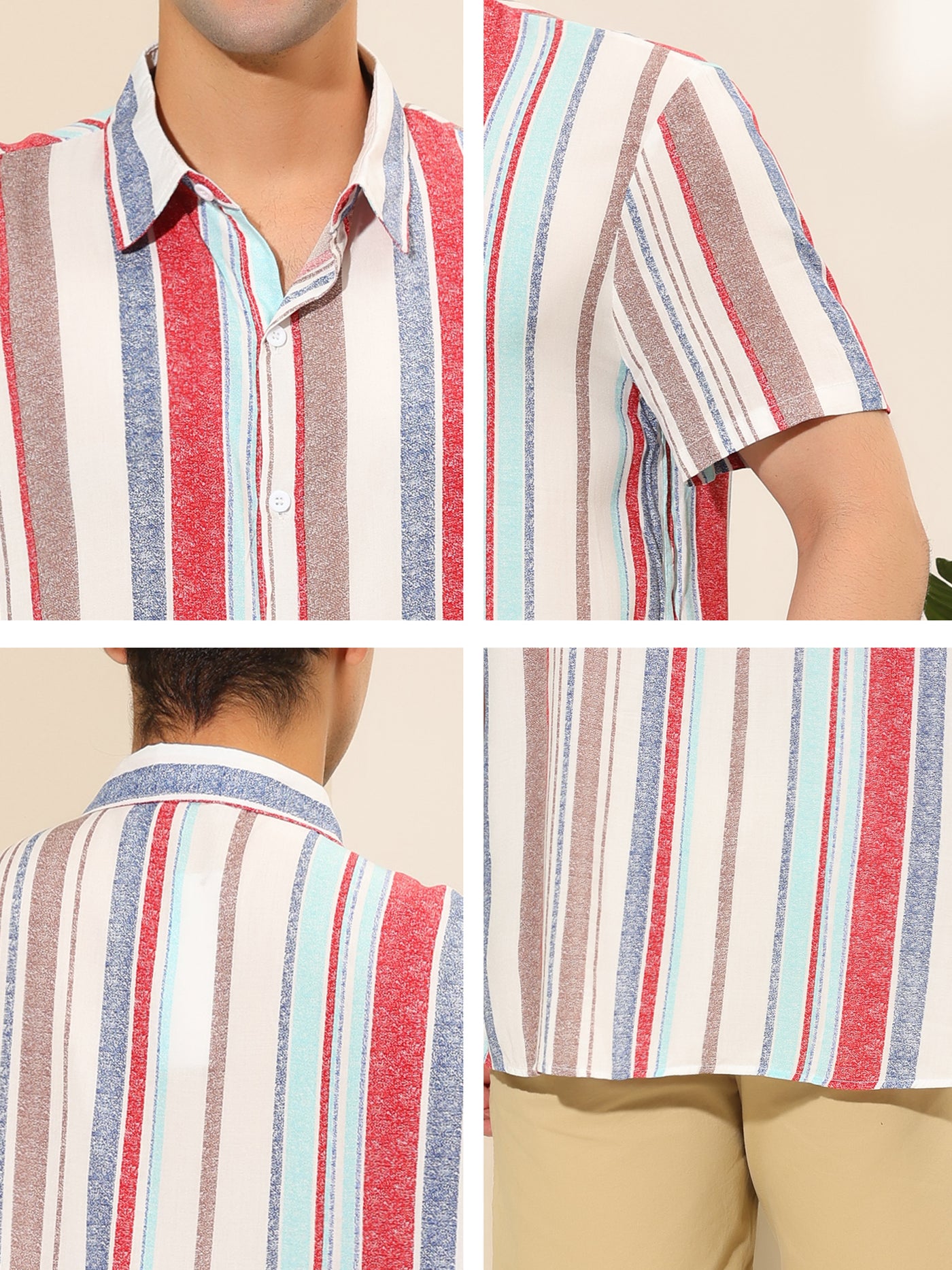 Bublédon Irregular Stripe Short Sleeve Summer Beach Shirts