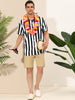 Stripe Short Sleeve Color Block Button Beach Shirts