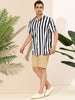 Stripe Short Sleeve Color Block Button Beach Shirts