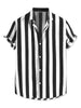 Stripe Short Sleeve Color Block Button Beach Shirts