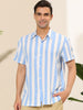 Stripe Short Sleeve Color Block Button Beach Shirts