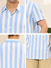 Stripe Short Sleeve Color Block Button Beach Shirts