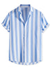 Stripe Short Sleeve Color Block Button Beach Shirts