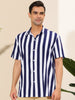 Stripe Short Sleeve Color Block Button Beach Shirts