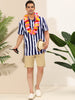 Stripe Short Sleeve Color Block Button Beach Shirts