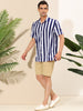 Stripe Short Sleeve Color Block Button Beach Shirts