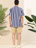 Stripe Short Sleeve Color Block Button Beach Shirts