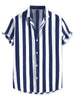 Stripe Short Sleeve Color Block Button Beach Shirts