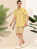 Stripe Short Sleeve Color Block Button Beach Shirts