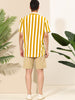 Stripe Short Sleeve Color Block Button Beach Shirts