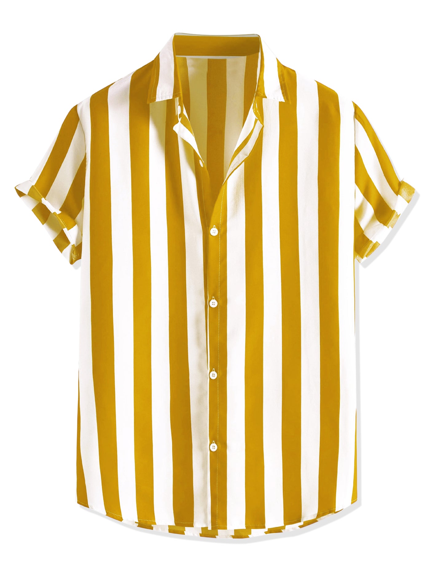 Bublédon Stripe Short Sleeve Color Block Button Beach Shirts