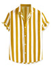 Stripe Short Sleeve Color Block Button Beach Shirts