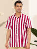 Stripe Short Sleeve Color Block Button Beach Shirts