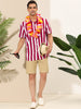 Stripe Short Sleeve Color Block Button Beach Shirts