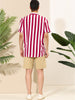 Stripe Short Sleeve Color Block Button Beach Shirts