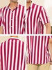 Stripe Short Sleeve Color Block Button Beach Shirts
