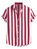 Stripe Short Sleeve Color Block Button Beach Shirts