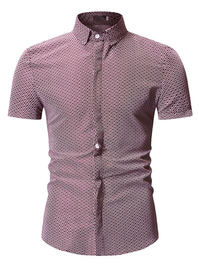 Button Short Sleeve Polka Dot Printed Dress Shirts