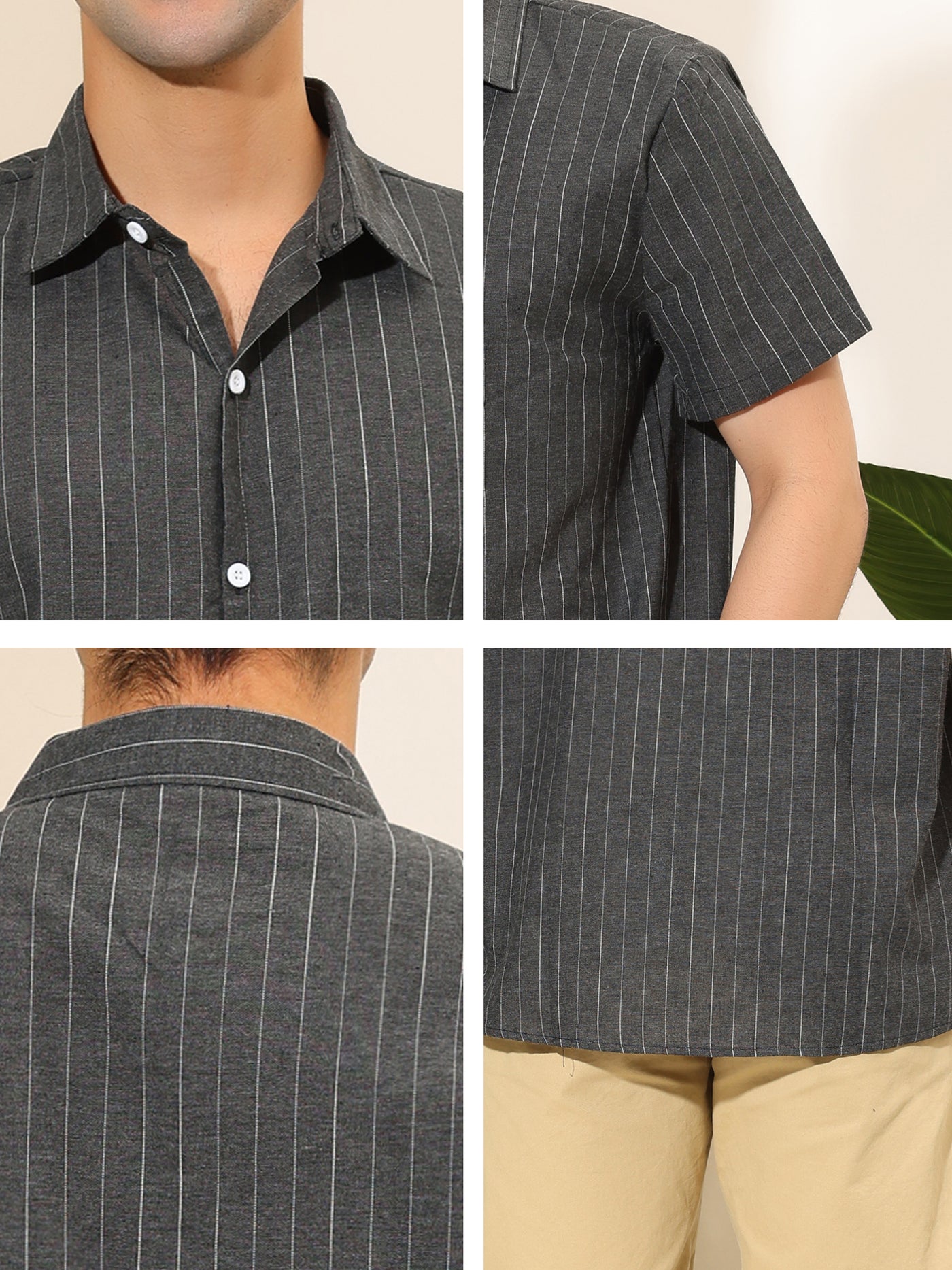 Bublédon Casual Vertical Striped Short Sleeve Button Shirts