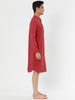 Banded Collar Henley Shirt Pajamas Robe Nightgown
