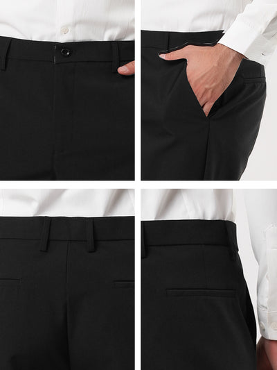 Classic Solid Color Mid Rise Full Length Dress Pants