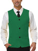 V Neck Sleeveless Two Pockets Button Solid Vest