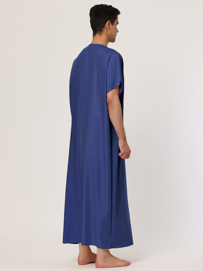 Short Sleeve Solid Lounge Sleepwear Long Gown