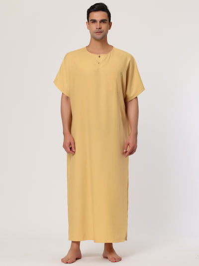 Short Sleeve Solid Lounge Sleepwear Long Gown