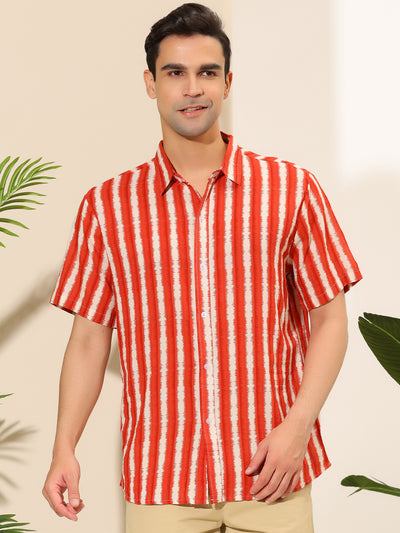 Irregular Stripe Contrast Color Short Sleeve Shirts