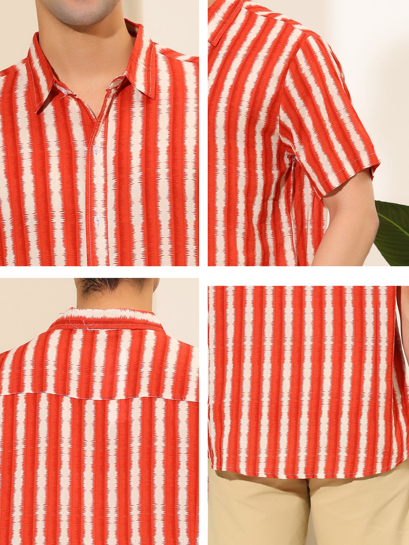 Bublédon Irregular Stripe Contrast Color Short Sleeve Shirts