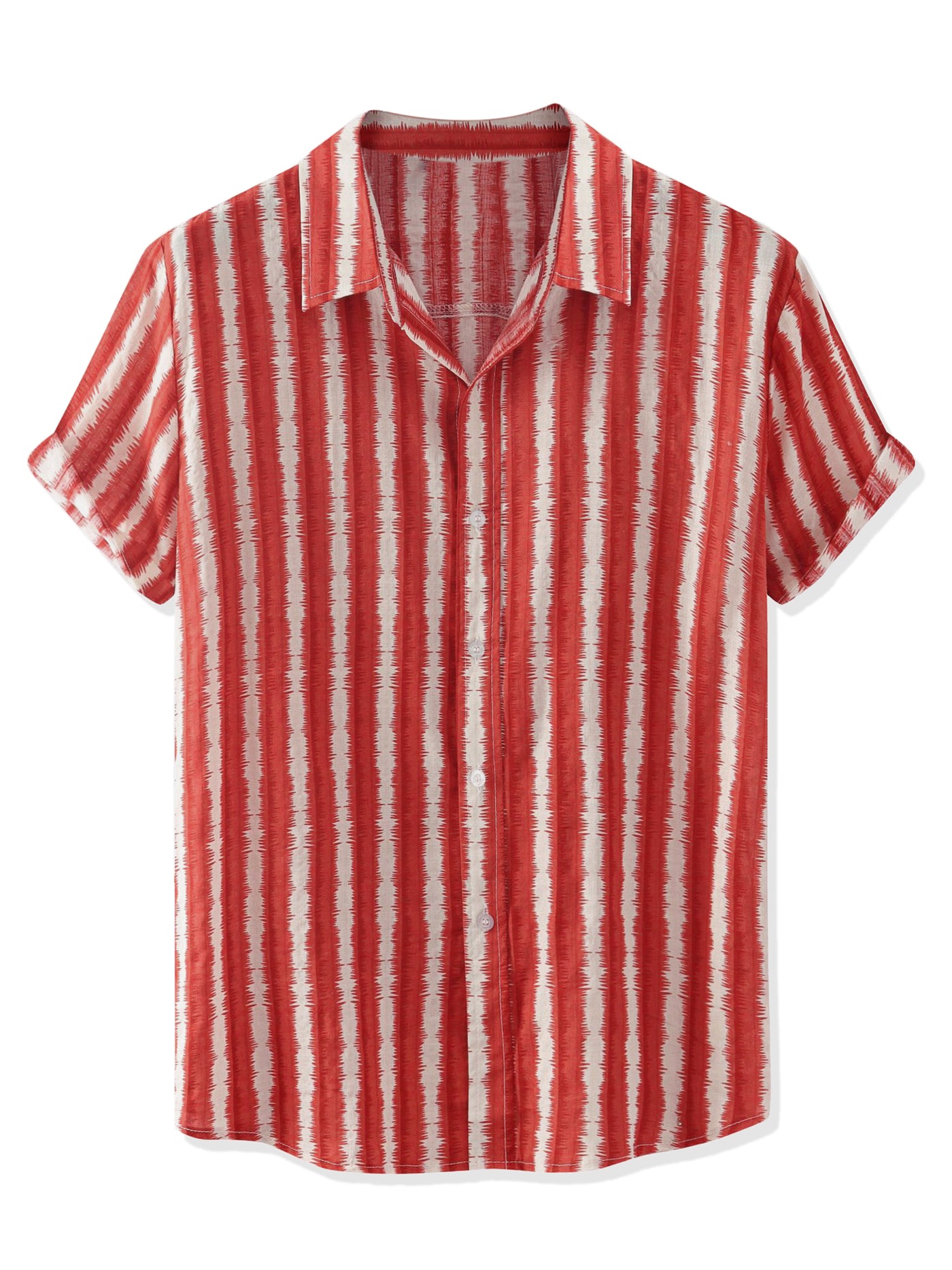 Bublédon Irregular Stripe Contrast Color Short Sleeve Shirts