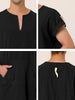 Cotton Short Sleeve V-Neck Plain Side Split Long Gown