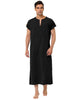Cotton Short Sleeve V-Neck Plain Side Split Long Gown