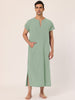 Cotton Short Sleeve V-Neck Plain Side Split Long Gown