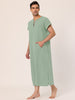 Cotton Short Sleeve V-Neck Plain Side Split Long Gown