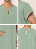 Cotton Short Sleeve V-Neck Plain Side Split Long Gown