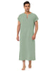Cotton Short Sleeve V-Neck Plain Side Split Long Gown