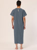 Cotton Short Sleeve V-Neck Plain Side Split Long Gown