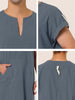 Cotton Short Sleeve V-Neck Plain Side Split Long Gown