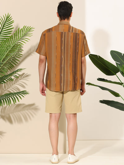 Summer Casual Striped Button Short Sleeve Shirt
