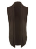 Casual Open Front Irregular Hem Plain Cardigan Vest