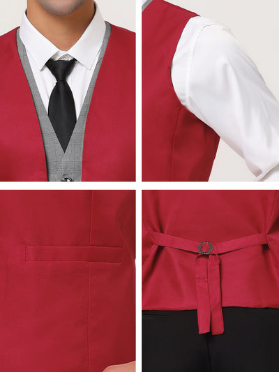 Fake Two-piece V Neck Layered Business Dress Vest