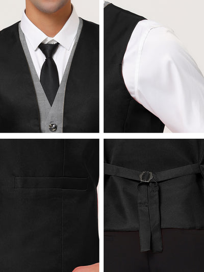 Fake Two-piece V Neck Layered Business Dress Vest