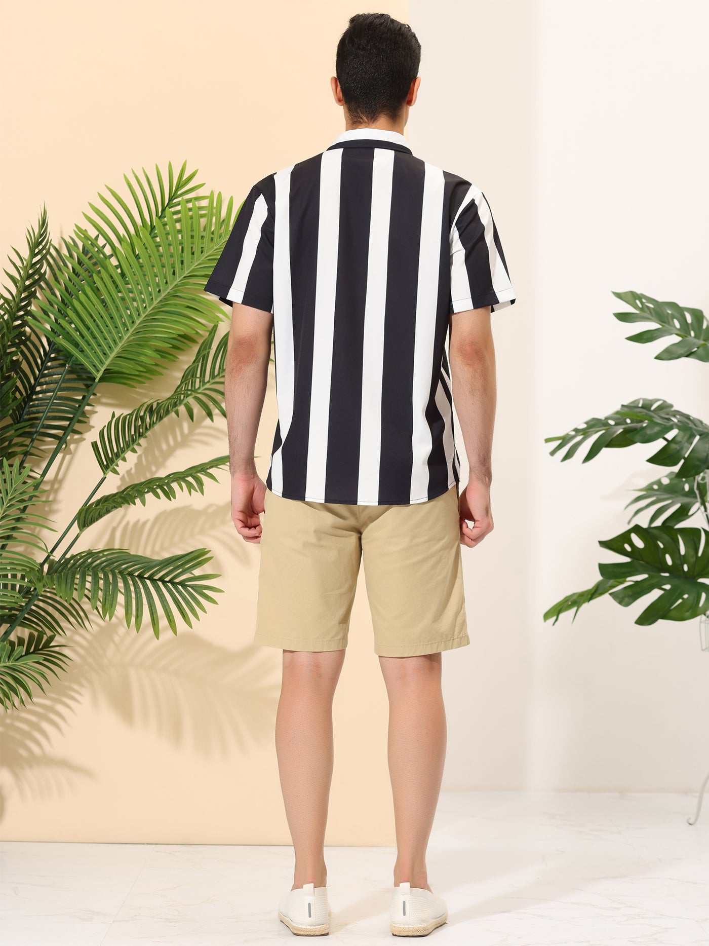 Bublédon Summer Colorful Striped Short Sleeve Button Shirt