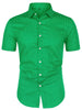 Retro Short Sleeve Cotton Polka Dot Button Up Shirt