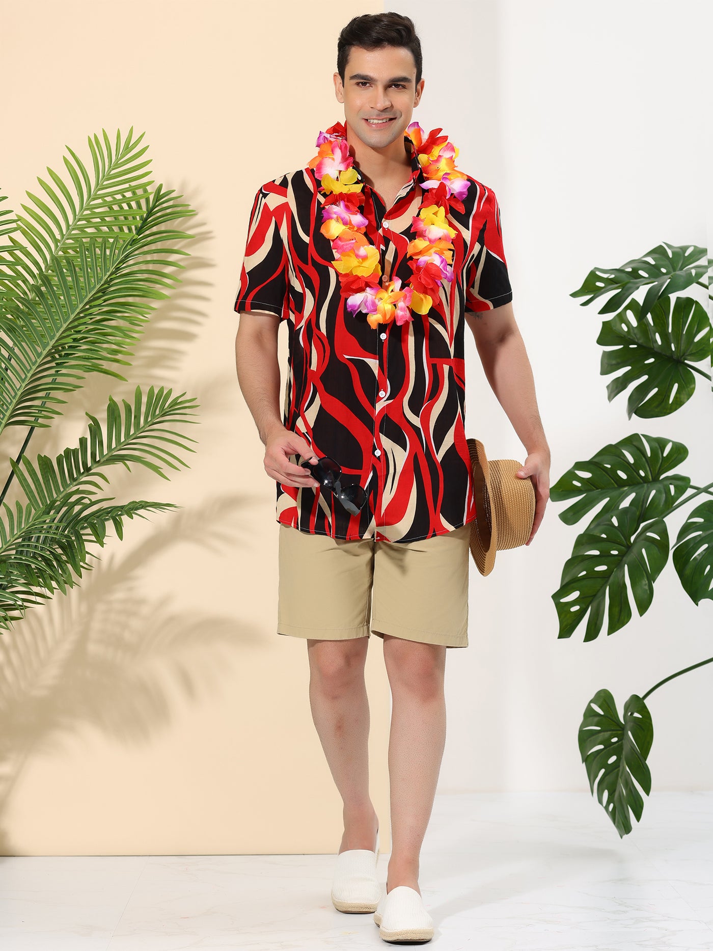 Bublédon Short Sleeve Irregular Pattern Printed Hawaiian Shirts