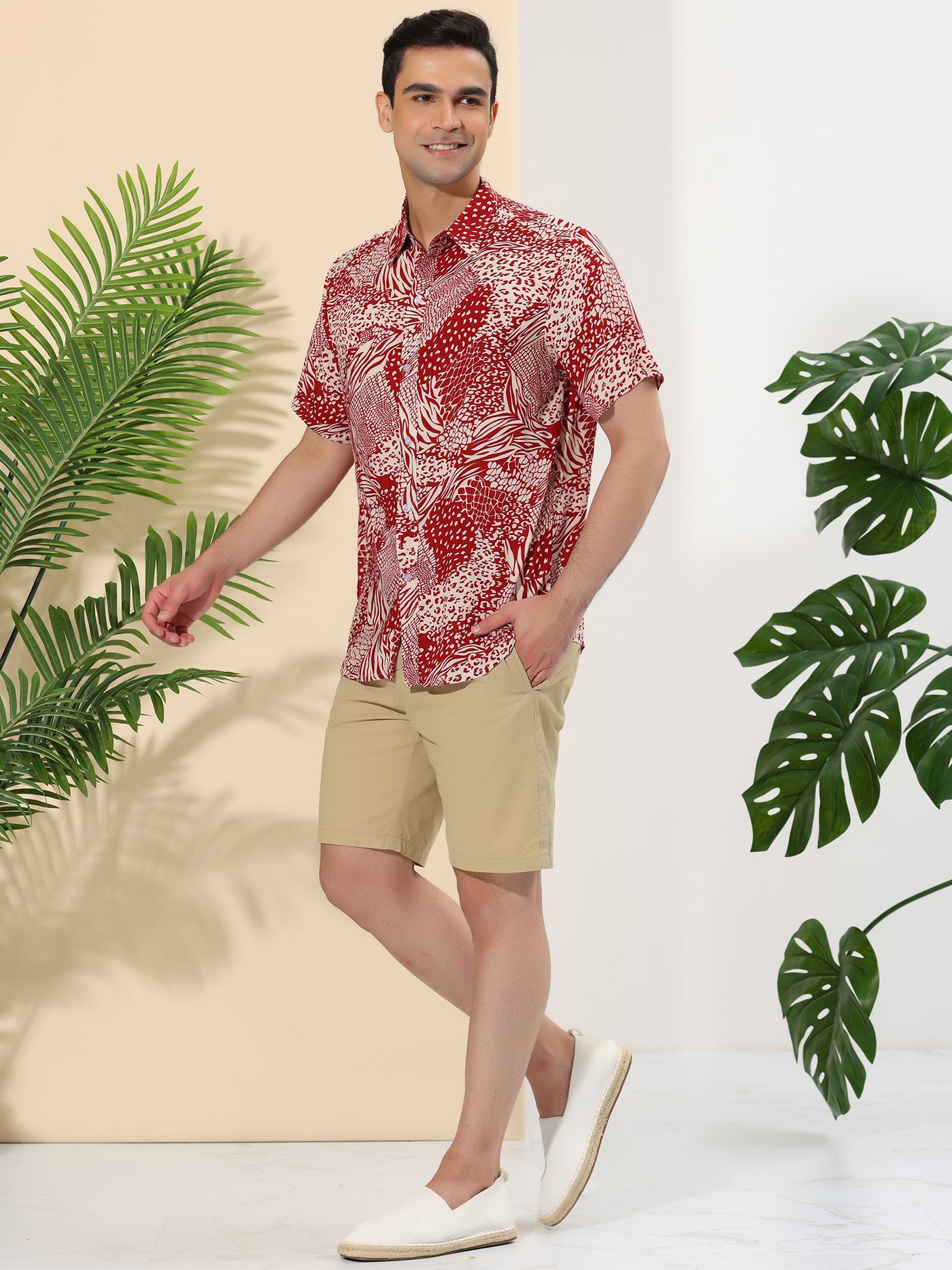 Bublédon Hawaiian Short Sleeve Button Irregular Printed Shirts